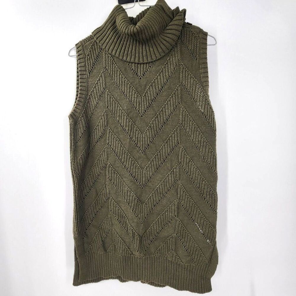 Banana Republic Olive Green Sleeveless Cowl Neck Sweater Women's Small Textured